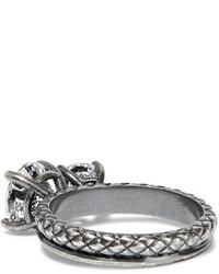 Bottega Veneta Oxidized Sterling Silver Cubic Zirconia Ring