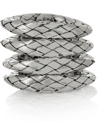 Bottega Veneta Set Of Four Oxidized Sterling Silver Rings