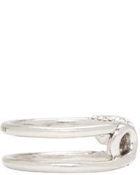 Marc Jacobs Silver Crystal Safety Pin Ring
