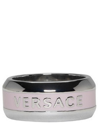 Versace Silver Pink Logo Ring