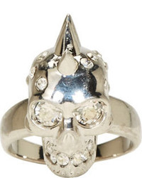 Alexander McQueen Silver Spiked Skull Ring