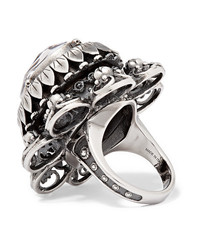 Alexander McQueen Silver Tone And Crystal Ring
