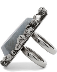 Alexander McQueen Silver Tone Labradorite Ring