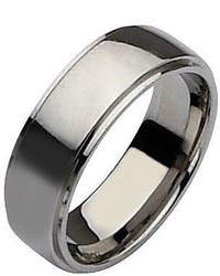 Steel By Design Stainless Steel Ridged Edge 8mm Polished Ring