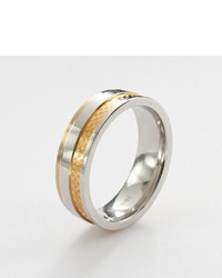 Steel City Stainless Steel Two Tone Textured Ring