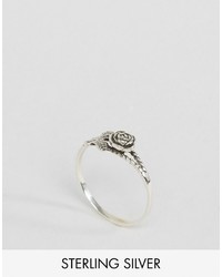 Reclaimed Vintage Sterling Silver Detailed Rose Ring
