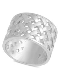 Touch of Silver Silver Plated Brass Ring Basket Weave Ring
