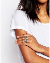 Missguided Two Pack Silver And Turqoise Ring Set
