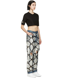 Ashish Silver Sequinned Destroyed Jeans