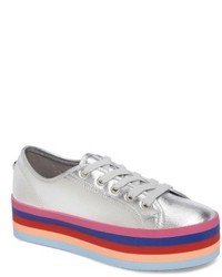 Silver Rubber Low Top Sneakers