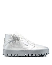 RBRSL RUBBER SOUL Low Top Silver Tone Trainers