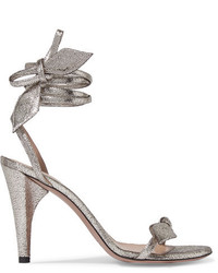 Chloé Mike Metallic Cracked Leather Sandals Silver