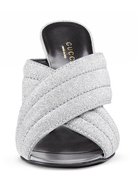 Gucci Webby Glitter 110mm Sandal Argento