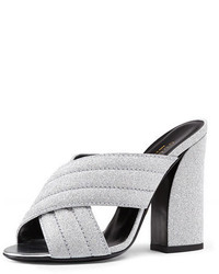 Gucci Webby Glitter 110mm Sandal Argento