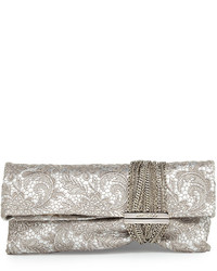 Jimmy Choo Chandra Soft Lace Clutch Bag Platinum