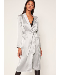 Missguided Silver Satin Duster Jacket