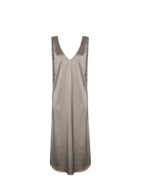 Silver Satin Midi Dress