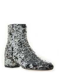 Chiara Ferragni Black Silver Sequins Ankle Boots