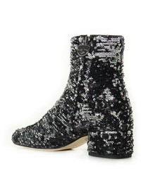 Chiara Ferragni Black Silver Sequins Ankle Boots