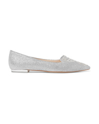 Sophia Webster Bibi Butterfly Embroidered Glittered Leather Point Toe Flats