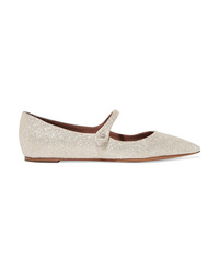 Tabitha Simmons Hermione Glittered Leather Point Toe Flats