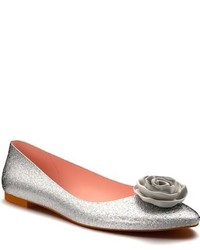 Shoes Of Prey Glitter Flower Ballet Flat