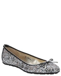Jimmy Choo Silver And Ballet Pink Leather Trimmed Glitter Fabric Walsh Ballet Flats