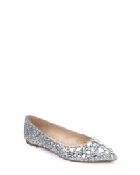 JEWEL BADGLEY MISCHKA Ulanni Embellished Pointed Toe Glitter Flat