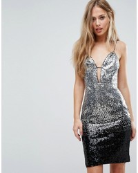 Love Triangle All Over Ombre Sequin Mini Dress With Strappy Back Detail