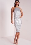 Missguided Premium Matte Sequin Midi Dress Silver, $93 | Missguided ...