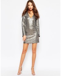 Asos Tall Sequin Dress With Flared Sleeve