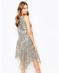Anna Sui Celestial Dress In Silver Sequins