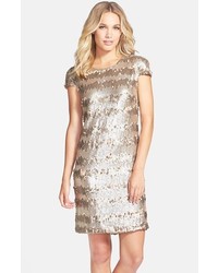 Vera Wang Gold Paillette Sequin Shift Dress