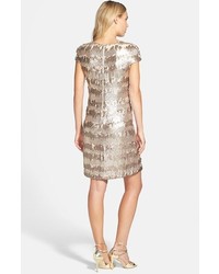 Vera Wang Gold Paillette Sequin Shift Dress