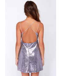 LuLu*s Marquee Pewter Sequin Dress