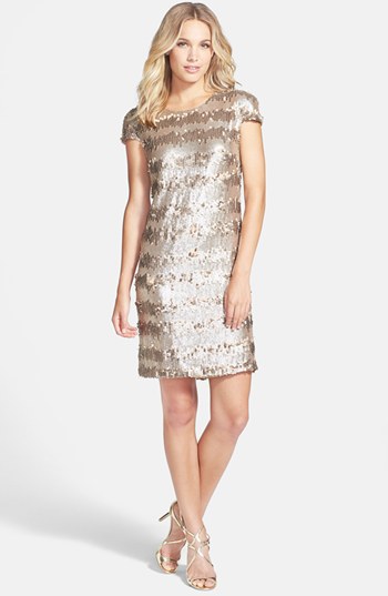 Vera Wang Gold Paillette Sequin Shift Dress - Where to buy &amp- how ...