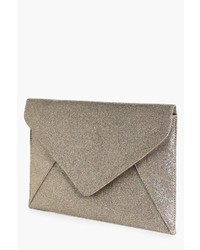 Boohoo Lydia Glitter Envelope Clutch Bag