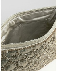 Boohoo Silver Sequin Clutch Bag