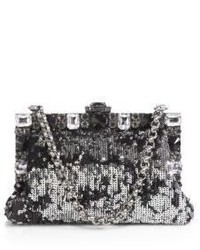 Dolce & Gabbana Small Framed Sequined Clutch With Chain