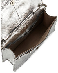 Tom Ford Small Zip Front Sequin Karung Crossbody Clutch Bag Silver