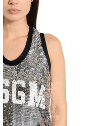 MSGM Logo Sequined Tulle Mini Dress