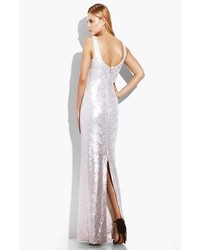 Laundry by Shelli Segal Faux Leather Sequin Tank Gown