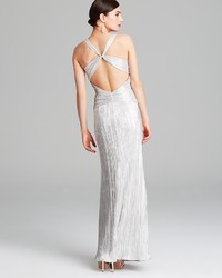 Laundry by Shelli Segal Gown Pleated Foil Cross Back