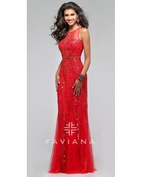 Faviana Sequin Cascading Prom Dress By