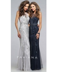 Faviana Sequin Cascading Prom Dress By