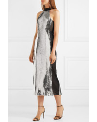 Galvan Sequined Satin And Stretch Tulle Midi Dress