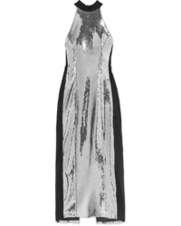 Galvan Sequined Satin And Stretch Tulle Midi Dress