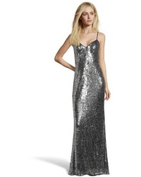 Hayden Silver Multi Animal Print Sequined Mesh Lace Evening Gown