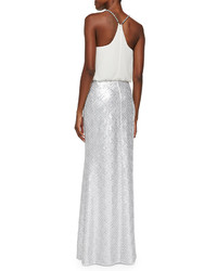 Laundry by Shelli Segal Sleeveless Chiffon Sequin Twofer Gown