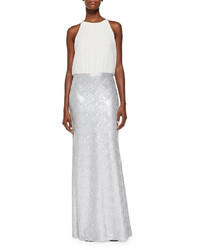 Laundry by Shelli Segal Sleeveless Chiffon Sequin Twofer Gown